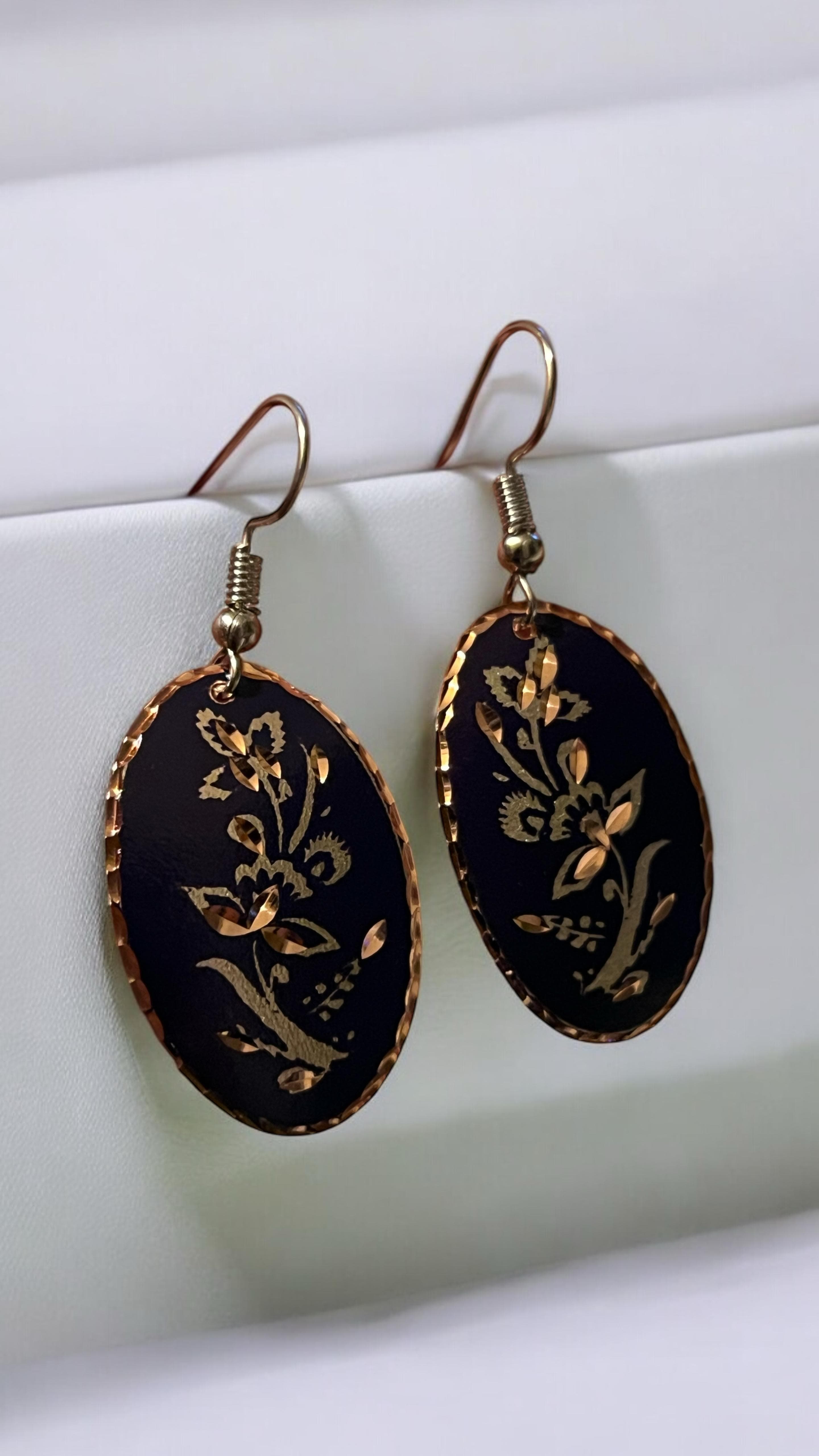 Bakır küpe, kupe, Bakır küpe modeli, işlemeli küpe, Saf bakır küpe, pembe küpe, kadın küpe