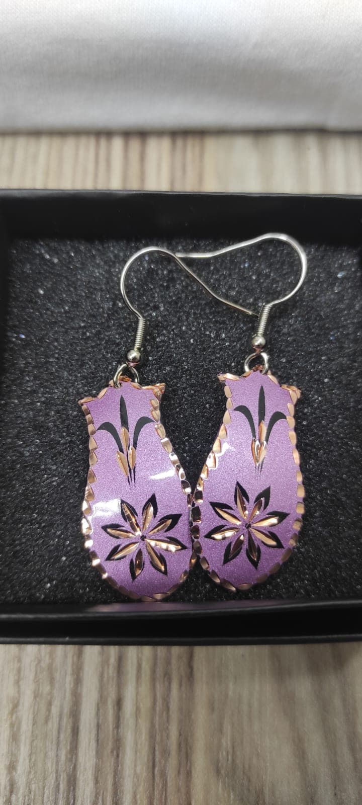 Bakır küpe, kupe, Bakır küpe modeli, işlemeli küpe, Saf bakır küpe, pembe küpe, kadın küpe