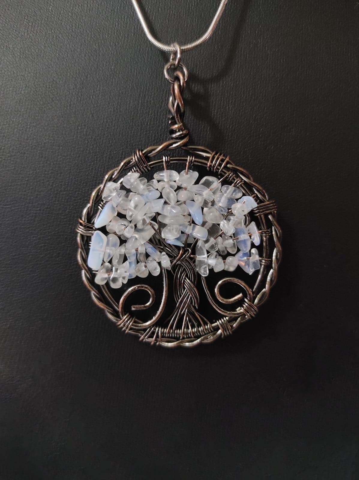 Opal Taşlı Kolye Opal Kolye Opal Taşı Yılan Zincir Kolye Doğal Taş Kolye Büyük Taşlı Kolye