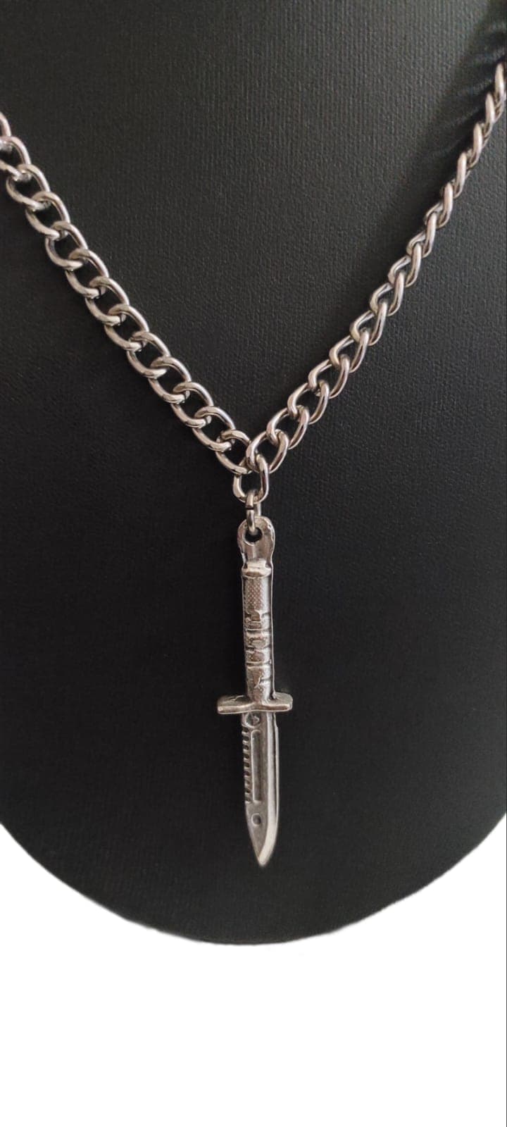 Zincir Kolye, Bayonet Bicak Figurlu Zincir Kolye, Unisex Kolye